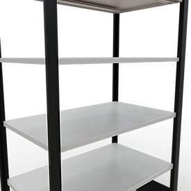 Schulte Lagertechnik Büroregal Stecksystem MultiPlus150, Grundregal, 6 Fachböden, ohne Mittelanschlag, B 1000 x T 600 x H 2000 mm, Schwarz/Lichtgrau