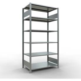 Schulte Lagertechnik Büroregal Stecksystem MultiPlus150, Grundregal, 6 Fachböden, ohne Mittelanschlag, B 1000 x T 600 x H 2000 mm, Silbergrau/verzinkt