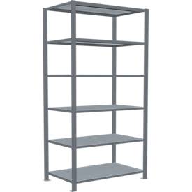 Schulte Lagertechnik Büroregal Stecksystem MultiPlus150, Grundregal, 6 Fachböden, ohne Mittelanschlag, B 1000 x T 600 x H 2000 mm, Silbergrau/verzinkt