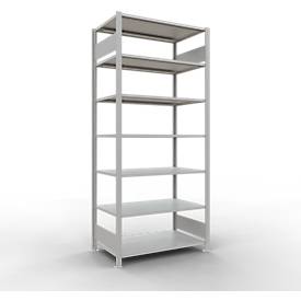 Schulte Lagertechnik Büroregal Stecksystem MultiPlus150, Grundregal, 7 Fachböden, ohne Mittelanschlag, B 1000 x T 600 x H 2300 mm, Lichtgrau RAL 7035