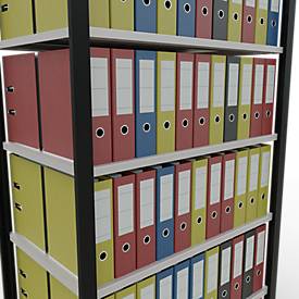 Schulte Lagertechnik Büroregal Stecksystem MultiPlus150, Grundregal, 7 Fachböden, ohne Mittelanschlag, B 1000 x T 600 x H 2300 mm, Schwarz/Lichtgrau