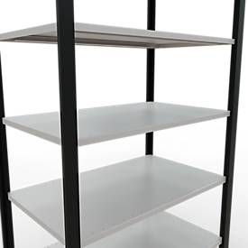 Schulte Lagertechnik Büroregal Stecksystem MultiPlus150, Grundregal, 7 Fachböden, ohne Mittelanschlag, B 1000 x T 600 x H 2300 mm, Schwarz/Lichtgrau