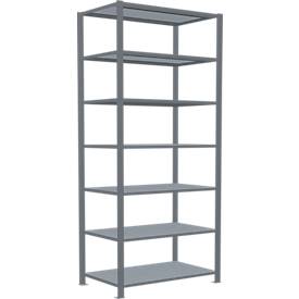 Schulte Lagertechnik Büroregal Stecksystem MultiPlus150, Grundregal, 7 Fachböden, ohne Mittelanschlag, B 1000 x T 600 x H 2300 mm, Silbergrau/verzinkt