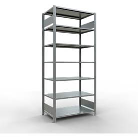 Schulte Lagertechnik Büroregal Stecksystem MultiPlus150, Grundregal, 7 Fachböden, ohne Mittelanschlag, B 1000 x T 600 x H 2300 mm, Silbergrau/verzinkt