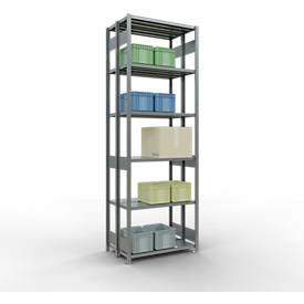 SCHULTE Lagertechnik - Doppel-Grundregal Stecksystem MULTIPlus250 - 2500x1000x(2x300) mm, 14 Böden, verzinkt