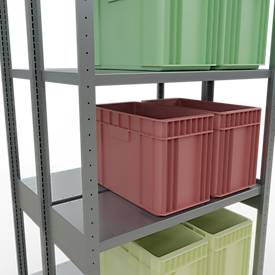 SCHULTE Lagertechnik - Doppel-Grundregal Stecksystem MULTIPlus250 - 3000x1000x(2x400) mm, 14 Böden, verzinkt