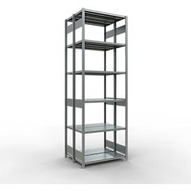 SCHULTE Lagertechnik - Doppel-Grundregal Stecksystem MULTIPlus250 - 3000x1000x(2x400) mm, 14 Böden, verzinkt