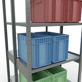 SCHULTE Lagertechnik - Doppel-Grundregal Stecksystem MULTIPlus250 - 3000x1000x(2x500) mm, 14 Böden, verzinkt