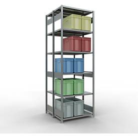 SCHULTE Lagertechnik - Doppel-Grundregal Stecksystem MULTIPlus250 - 3000x1000x(2x500) mm, 14 Böden, verzinkt