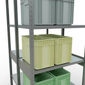 SCHULTE Lagertechnik - Doppel-Grundregal Stecksystem MULTIPlus250 - 3000x1000x(2x600) mm, 14 Böden, verzinkt