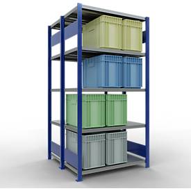 Schulte Lagertechnik  Dubbel legbordstelling. Type 250 kg - 2000x1000x2x500 mm, 10 schappen