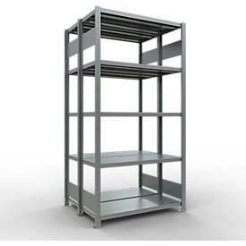 Schulte Lagertechnik  Dubbele legbordstellingen. Type 250 kg - 2000x1000x2x400 mm, 10 schappen