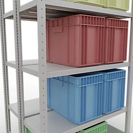 Schulte Lagertechnik  Dubbele legbordstellingen. Type 250 kg - 2000x1000x2x400 mm, 10 schappen