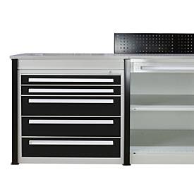 Schulte Lagertechnik Endmodul für erweiterbares Thekensystem MULTIplus, 1 Modulrahmen, 1 Abschlussblende, Breite Aufsatz 806 mm, ohne Arbeitsplatte
