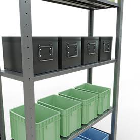 Schulte Lagertechnik Fachbodenregal MULTIplus150, Steck-Grundregal, B 1000 x T 300 x H 2000 mm, 5 Ebenen, bis 1300 kg, verzinkt