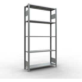 Schulte Lagertechnik Fachbodenregal MULTIplus150, Steck-Grundregal, B 1000 x T 300 x H 2000 mm, 5 Ebenen, bis 1300 kg, verzinkt