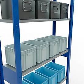 Schulte Lagertechnik Fachbodenregal MULTIplus150, Steck-Grundregal, B 1000 x T 300 x H 2500 mm, 6 Ebenen, bis 1400 kg, enzianblau/verzinkt