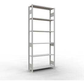 Schulte Lagertechnik Fachbodenregal MULTIplus150, Steck-Grundregal, B 1000 x T 300 x H 2500 mm, 6 Ebenen, bis 1400 kg, lichtgrau