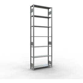 Schulte Lagertechnik Fachbodenregal MULTIplus150, Steck-Grundregal, B 1000 x T 300 x H 3000 mm, 7 Ebenen, bis 1500 kg, verzinkt