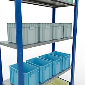 Schulte Lagertechnik Fachbodenregal MULTIplus150, Steck-Grundregal, B 1000 x T 400 x H 2000 mm, 5 Ebenen, bis 1300 kg, enzianblau/verzinkt