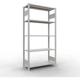 Schulte Lagertechnik Fachbodenregal MULTIplus150, Steck-Grundregal, B 1000 x T 400 x H 2000 mm, 5 Ebenen, bis 1300 kg, lichtgrau