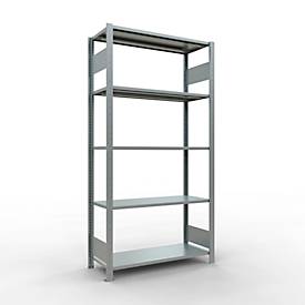 Schulte Lagertechnik Fachbodenregal MULTIplus150, Steck-Grundregal, B 1000 x T 400 x H 2000 mm, 5 Ebenen, bis 1300 kg, verzinkt
