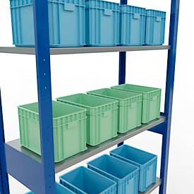 Schulte Lagertechnik Fachbodenregal MULTIplus150, Steck-Grundregal, B 1000 x T 400 x H 2500 mm, 6 Ebenen, bis 1400 kg, enzianblau/verzinkt