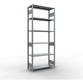 Schulte Lagertechnik Fachbodenregal MULTIplus150, Steck-Grundregal, B 1000 x T 400 x H 2500 mm, 6 Ebenen, bis 1400 kg, verzinkt
