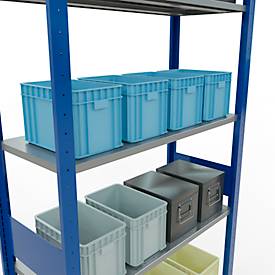 Schulte Lagertechnik Fachbodenregal MULTIplus150, Steck-Grundregal, B 1000 x T 400 x H 3000 mm, 7 Ebenen, bis 1500 kg, enzianblau/verzinkt