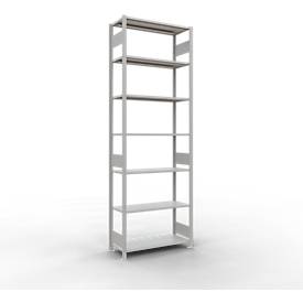 Schulte Lagertechnik Fachbodenregal MULTIplus150, Steck-Grundregal, B 1000 x T 400 x H 3000 mm, 7 Ebenen, bis 1500 kg, lichtgrau