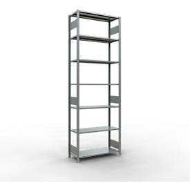Schulte Lagertechnik Fachbodenregal MULTIplus150, Steck-Grundregal, B 1000 x T 400 x H 3000 mm, 7 Ebenen, bis 1500 kg, verzinkt