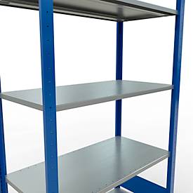 Schulte Lagertechnik Fachbodenregal MULTIplus150, Steck-Grundregal, B 1000 x T 500 x H 2000 mm, 5 Ebenen, bis 1300 kg, enzianblau/verzinkt