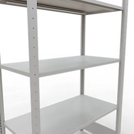 Schulte Lagertechnik Fachbodenregal MULTIplus150, Steck-Grundregal, B 1000 x T 500 x H 2000 mm, 5 Ebenen, bis 1300 kg, lichtgrau