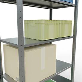 Schulte Lagertechnik Fachbodenregal MULTIplus150, Steck-Grundregal, B 1000 x T 500 x H 2000 mm, 5 Ebenen, bis 1300 kg, verzinkt