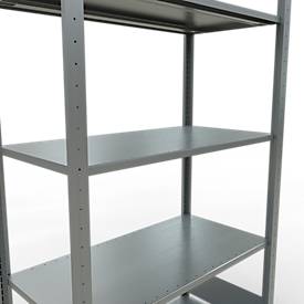 Schulte Lagertechnik Fachbodenregal MULTIplus150, Steck-Grundregal, B 1000 x T 500 x H 2000 mm, 5 Ebenen, bis 1300 kg, verzinkt