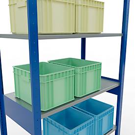 Schulte Lagertechnik Fachbodenregal MULTIplus150, Steck-Grundregal, B 1000 x T 500 x H 2500 mm, 6 Ebenen, bis 1400 kg, enzianblau/verzinkt
