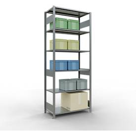 Schulte Lagertechnik Fachbodenregal MULTIplus150, Steck-Grundregal, B 1000 x T 500 x H 2500 mm, 6 Ebenen, bis 1400 kg, verzinkt