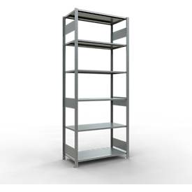 Schulte Lagertechnik Fachbodenregal MULTIplus150, Steck-Grundregal, B 1000 x T 500 x H 2500 mm, 6 Ebenen, bis 1400 kg, verzinkt