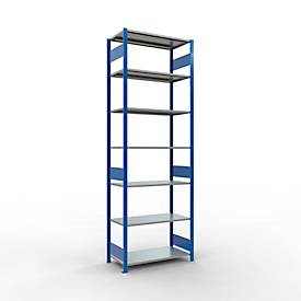 Schulte Lagertechnik Fachbodenregal MULTIplus150, Steck-Grundregal, B 1000 x T 500 x H 3000 mm, 7 Ebenen, bis 1500 kg, enzianblau/verzinkt