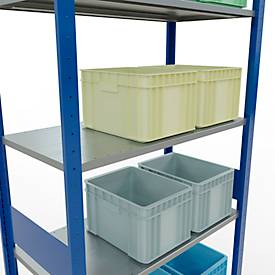 Schulte Lagertechnik Fachbodenregal MULTIplus150, Steck-Grundregal, B 1000 x T 500 x H 3000 mm, 7 Ebenen, bis 1500 kg, enzianblau/verzinkt