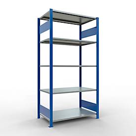 Schulte Lagertechnik Fachbodenregal MULTIplus150, Steck-Grundregal, B 1000 x T 600 x H 2000 mm, 5 Ebenen, bis 1300 kg, enzianblau/verzinkt