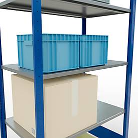 Schulte Lagertechnik Fachbodenregal MULTIplus150, Steck-Grundregal, B 1000 x T 600 x H 2000 mm, 5 Ebenen, bis 1300 kg, enzianblau/verzinkt