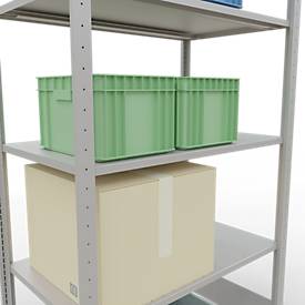 Schulte Lagertechnik Fachbodenregal MULTIplus150, Steck-Grundregal, B 1000 x T 600 x H 2000 mm, 5 Ebenen, bis 1300 kg, lichtgrau