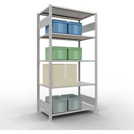 Schulte Lagertechnik Fachbodenregal MULTIplus150, Steck-Grundregal, B 1000 x T 600 x H 2000 mm, 5 Ebenen, bis 1300 kg, lichtgrau