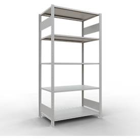Schulte Lagertechnik Fachbodenregal MULTIplus150, Steck-Grundregal, B 1000 x T 600 x H 2000 mm, 5 Ebenen, bis 1300 kg, lichtgrau