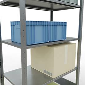 Schulte Lagertechnik Fachbodenregal MULTIplus150, Steck-Grundregal, B 1000 x T 600 x H 2000 mm, 5 Ebenen, bis 1300 kg, verzinkt