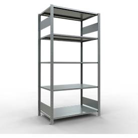 Schulte Lagertechnik Fachbodenregal MULTIplus150, Steck-Grundregal, B 1000 x T 600 x H 2000 mm, 5 Ebenen, bis 1300 kg, verzinkt
