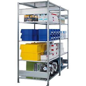 Schulte Lagertechnik Fachbodenregal MULTIplus150, Steck-Grundregal, B 1000 x T 600 x H 2000 mm, 5 Ebenen, bis 1300 kg, verzinkt