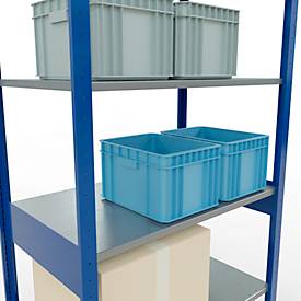 Schulte Lagertechnik Fachbodenregal MULTIplus150, Steck-Grundregal, B 1000 x T 600 x H 2500 mm, 6 Ebenen, bis 1400 kg, enzianblau/verzinkt