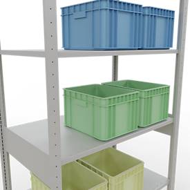 Schulte Lagertechnik Fachbodenregal MULTIplus150, Steck-Grundregal, B 1000 x T 600 x H 2500 mm, 6 Ebenen, bis 1400 kg, lichtgrau